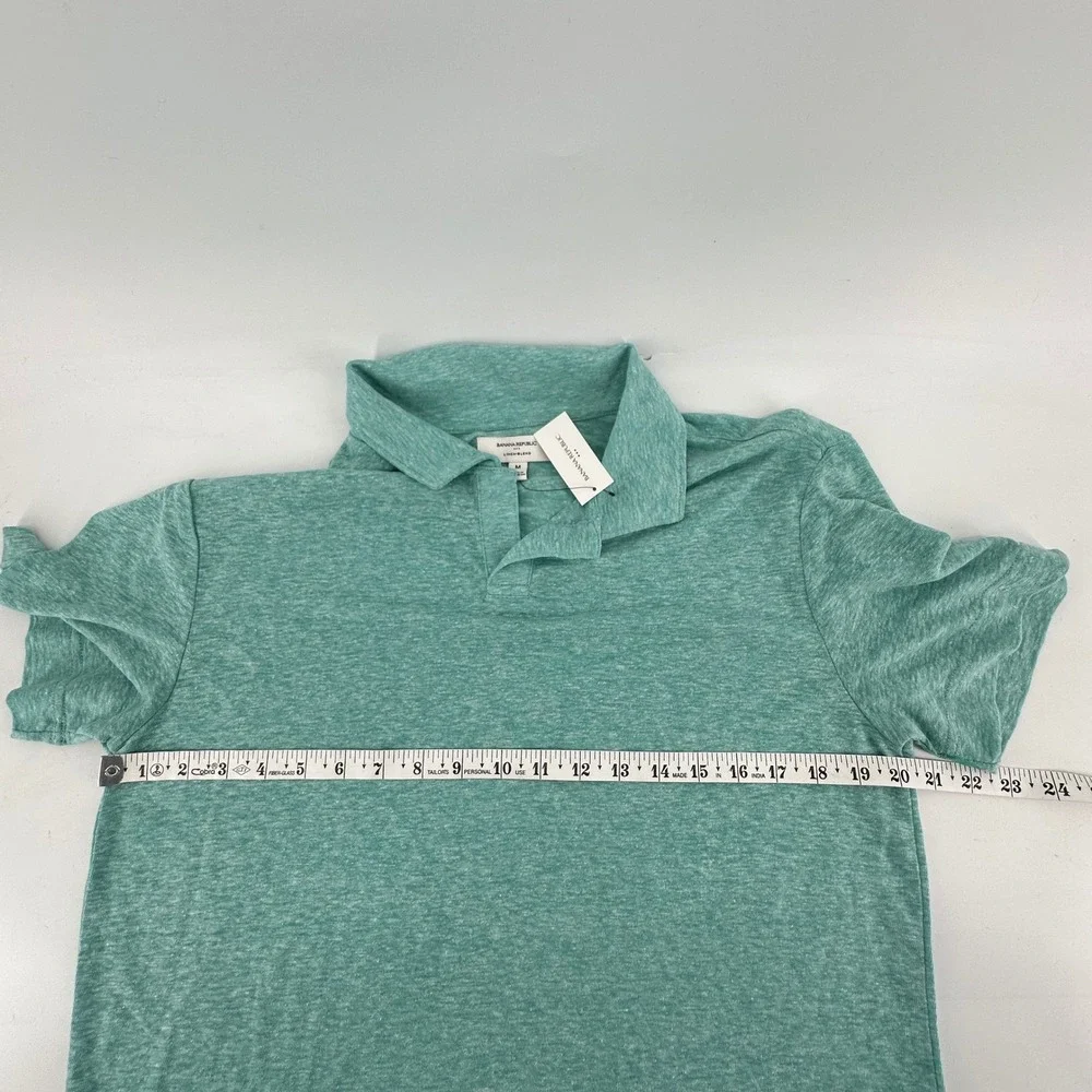 Banana Republic Polo Shirt Linen Blend Coastal NWT Mens Size M Green Heathered